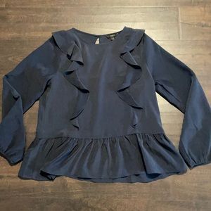 TRESICS black ruffle peplum long sleeve blouse size large